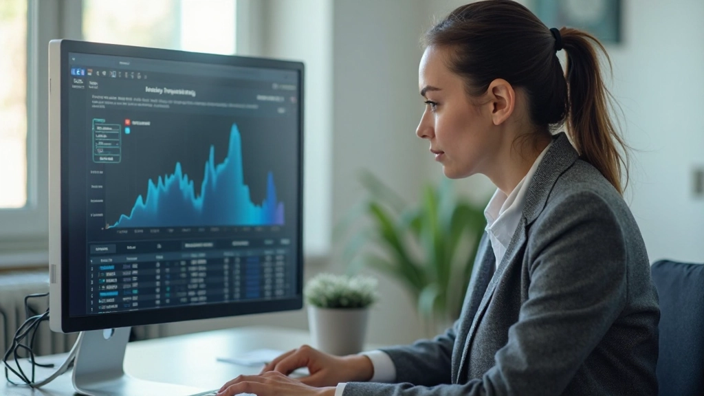 Графики инвестиций и портфель ценных бумаг на экране компьютера